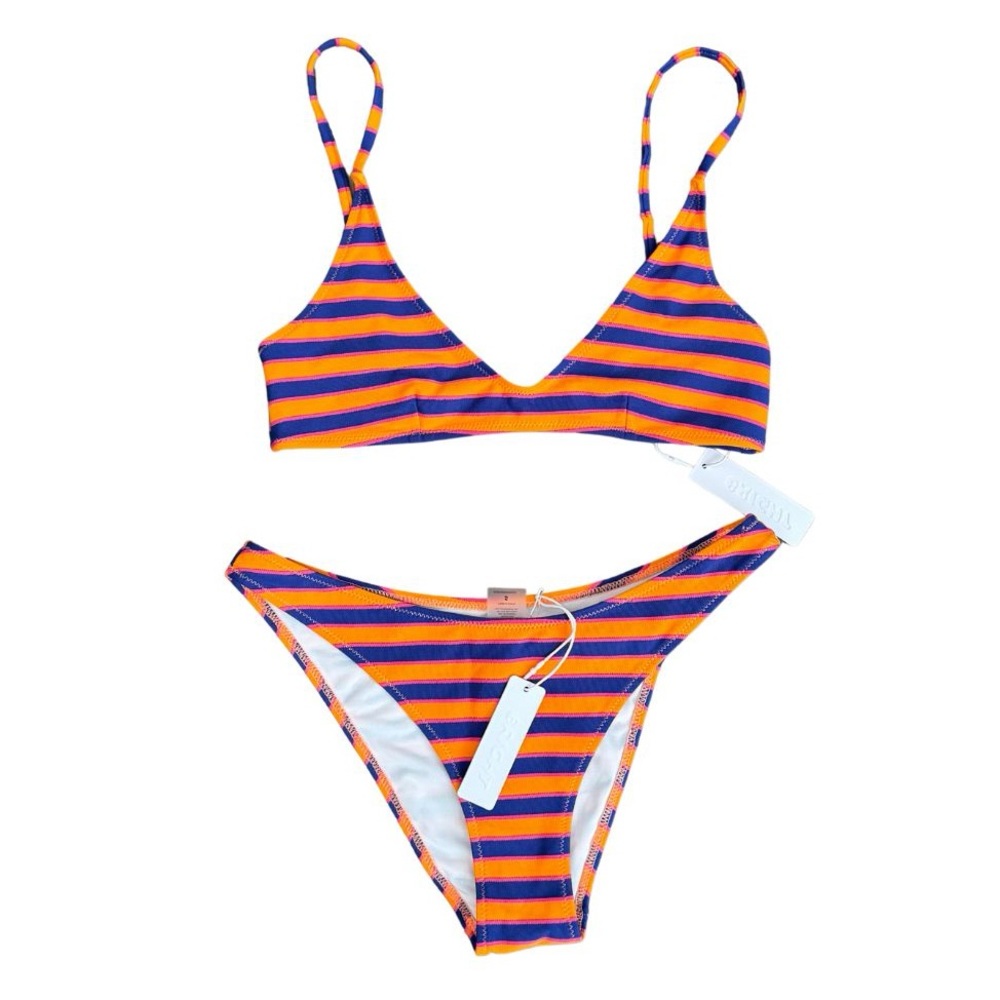 Bright Swimwear Orange & Blue Striped Bikini [Small]